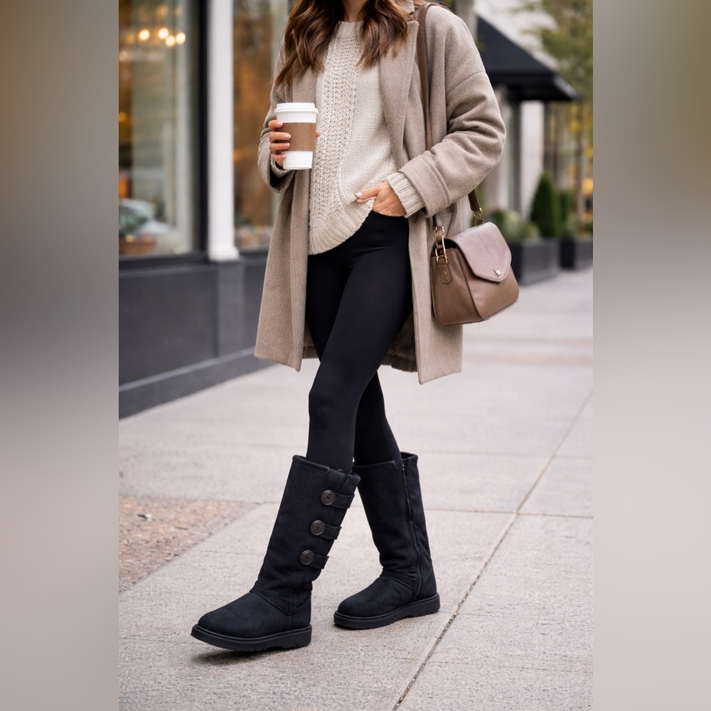 UGG Australia Bailey Button Triplet Tall Boots Black Sheepskin Boots Women’s 7 - Picture 10 of 13